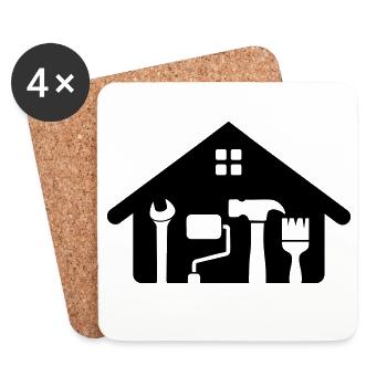 Home & Craft Logo – Hammer Key Paint Roller - Coasters (set of 4) - white - Front