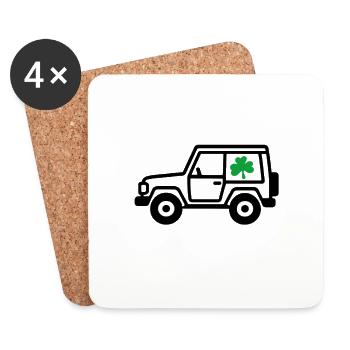 Safari avec Shamrock - Dessous de verre (lot de 4) - blanc - Devant