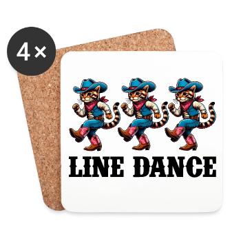 Trio de chats de danse en ligne - Dessous de verre (lot de 4) - blanc - Devant