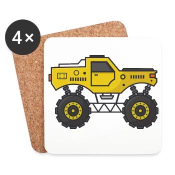 Camion monstre de dessin animé - Dessous de verre (lot de 4) - blanc - Devant