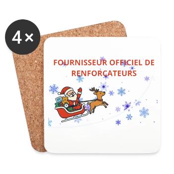 Traîneau Noël: Père Noël et Renne - Dessous de verre (lot de 4) - blanc - Devant