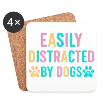 Easily distracted by dogs - Coasters (set of 4) - white - Front