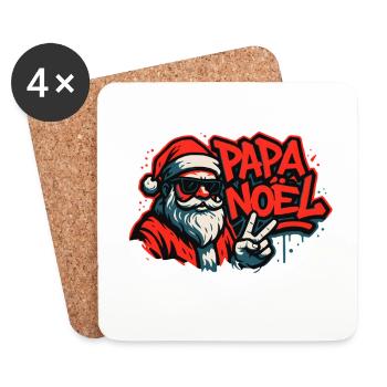 Père Noël Street Art Paix - Dessous de verre (lot de 4) - blanc - Devant
