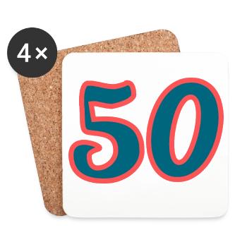 50. 50 JAHRE. 50-JÄHRIGES JUBILÄUM. 50-JÄHRIGES JUBILÄUM. - Untersetzer (4er-Set) - Weiß - Vorne