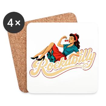 Rockabilly Woman 50s Reclining Petticoat Gift - Coasters (set of 4) - white - Front