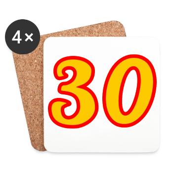 30. 30 ANS. 30e ANNIVERSAIRE. ANNIVERSAIRE 30 ANS. - Dessous de verre (lot de 4) - blanc - Devant