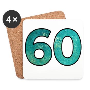 Number 60 - 60th Birthday - Coasters (set of 4) - white - Front
