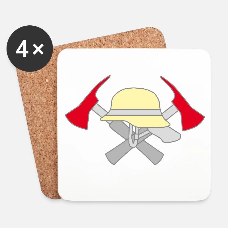 Freiwillige Feuerwehr Symbolmotiv - Untersetzer (4er-Set) - Weiß