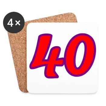 40. 40 ANS. 40e ANNIVERSAIRE. ANNIVERSAIRE 40 ANS. - Dessous de verre (lot de 4) - blanc - Devant