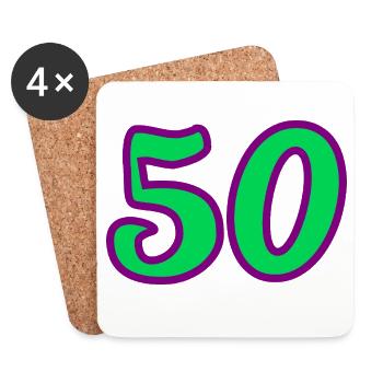50. 50 ANS. 50e ANNIVERSAIRE. ANNIVERSAIRE 50 ANS. - Dessous de verre (lot de 4) - blanc - Devant