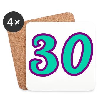 30. 30 ANS. 30e ANNIVERSAIRE. ANNIVERSAIRE 30 ANS. - Dessous de verre (lot de 4) - blanc - Devant