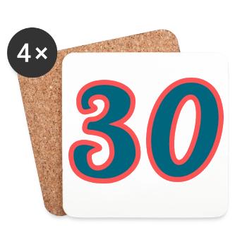 30. 30 ANS. 30e ANNIVERSAIRE. ANNIVERSAIRE 30 ANS. - Dessous de verre (lot de 4) - blanc - Devant