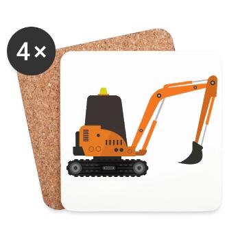 Bagger - Untersetzer (4er-Set) - Weiß - Vorne