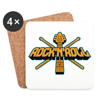 Retro Rock'n'Roll Guitar Emblem - Coasters (set of 4) - white - Front