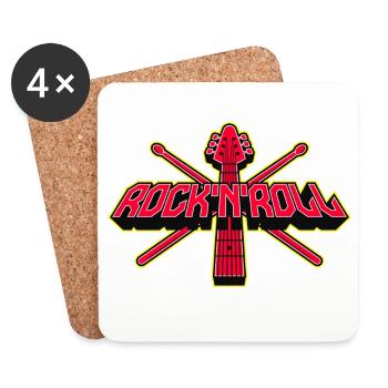 Emblème guitare et baguettes de Rock 'n' Roll - Dessous de verre (lot de 4) - blanc - Devant