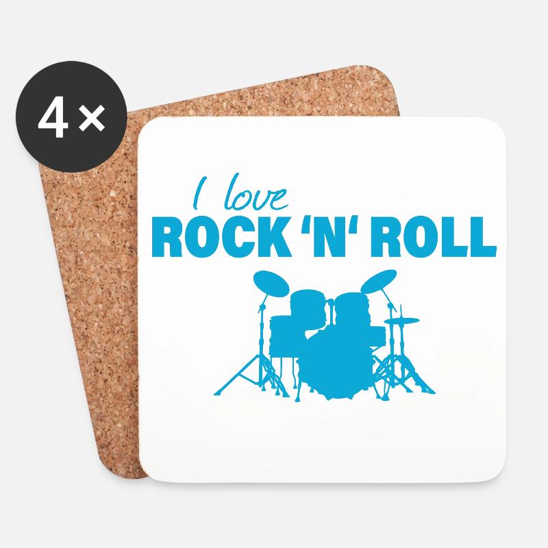 ROCK AND ROLL - Untersetzer (4er-Set) - Weiß