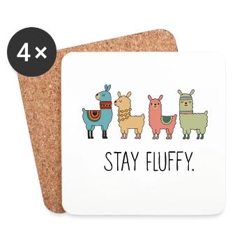 Reste duveteux – Motif mignon d’alpaga - Dessous de verre (lot de 4) - blanc - Devant