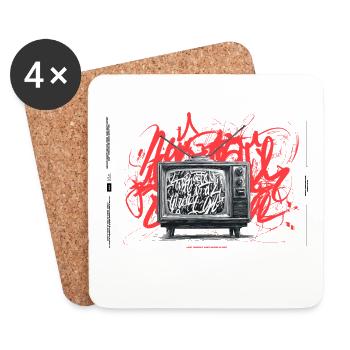 Retro TV Graffiti Chaos - Coasters (set of 4) - white - Front