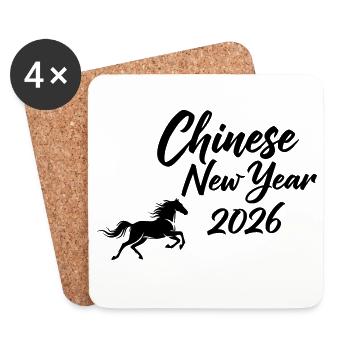 Chinese New Year 2026 Calligraphy - Untersetzer (4er-Set) - Weiß - Vorne