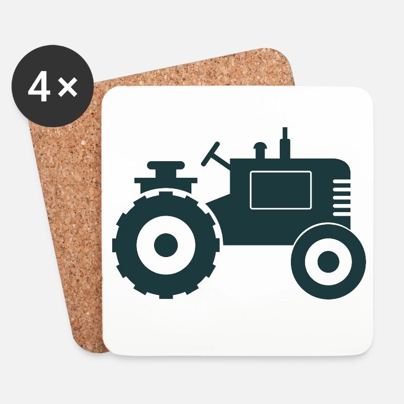 Vintage-Traktor - Untersetzer (4er-Set) - Weiß