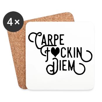 Carpe Fucking Diem - Funny Sarcastic Black - Dessous de verre (lot de 4) - blanc - Devant