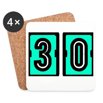 30. 30 ANS. 30e ANNIVERSAIRE. ANNIVERSAIRE 30 ANS. - Dessous de verre (lot de 4) - blanc - Devant