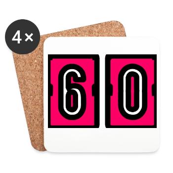 60. 60 YEARS. 60th ANNIVERSARY. 60TH BIRTHDAY. - Coasters (set of 4) - white - Front