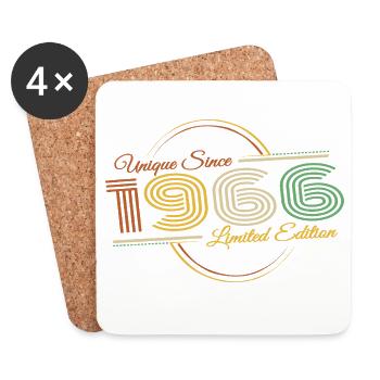 Art unique du design rétro du 60e anniversaire Vintage 1966 - Dessous de verre (lot de 4) - blanc - Devant