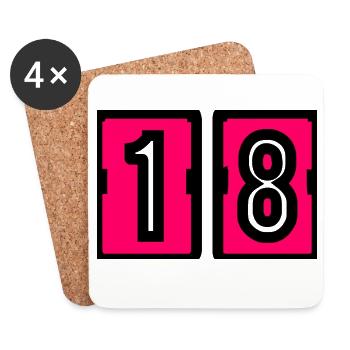 18. 18 JAHRE ALT. 18-JÄHRIGES JUBILÄUM. 18. GEBURTSTAG. - Untersetzer (4er-Set) - Weiß - Vorne