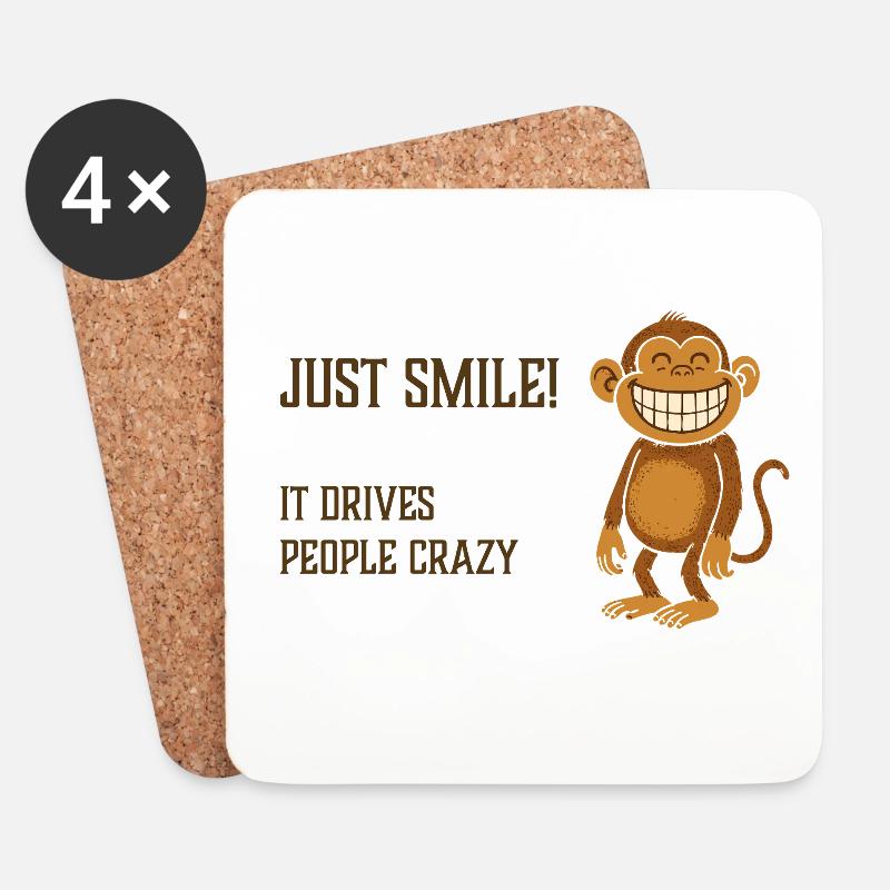 Just smile! It drives people crazy. Affe grinsend - Untersetzer (4er-Set) - Weiß