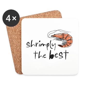 Crevettes, le meilleur – Jeu de mots avec des crevettes gribouillées - Dessous de verre (lot de 4) - blanc - Devant