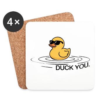 Duck You Wortspiel Ente Lustiger Spruch Fuck you - Untersetzer (4er-Set) - Weiß - Vorne
