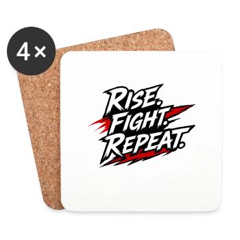 Rise Fight Repeat Kampfspruch Grafik - Untersetzer (4er-Set) - Weiß - Vorne