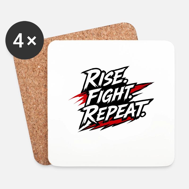 Rise Fight Repeat Kampfspruch Grafik - Untersetzer (4er-Set) - Weiß