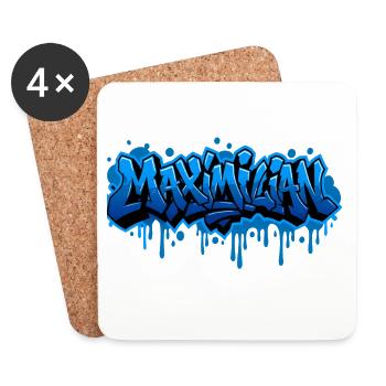 Graffiti  MAXIMILIAN Prénom cadeau idéal imprimabl - Dessous de verre (lot de 4) - blanc - Devant