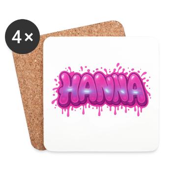 Graffiti HANNA Name Gift Ideal druckbar auf - Untersetzer (4er-Set) - Weiß - Vorne
