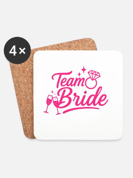 Team Braut Pink Diamond - Untersetzer (4er-Set) - Weiß