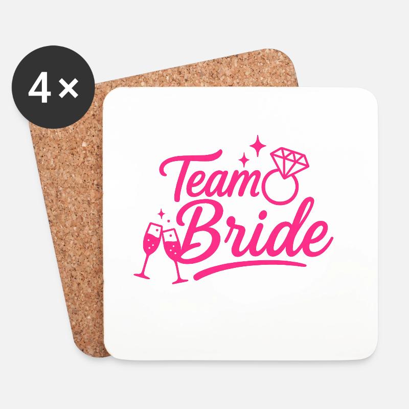 Team Braut Pink Diamond - Untersetzer (4er-Set) - Weiß