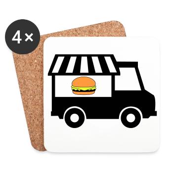 food truck de rue - Dessous de verre (lot de 4) - blanc - Devant