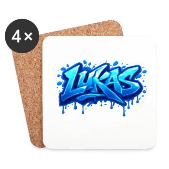Graffiti LUKAS Name Gift Ideal Printable - Coasters (set of 4) - white - Front