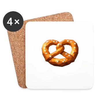 Low Poly Orange Polygonale Brezel - Untersetzer (4er-Set) - Weiß - Vorne