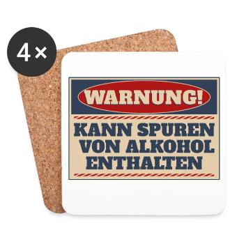 Warnung! Kann Spuren von Alkohol enthalten - Untersetzer (4er-Set) - Weiß - Vorne