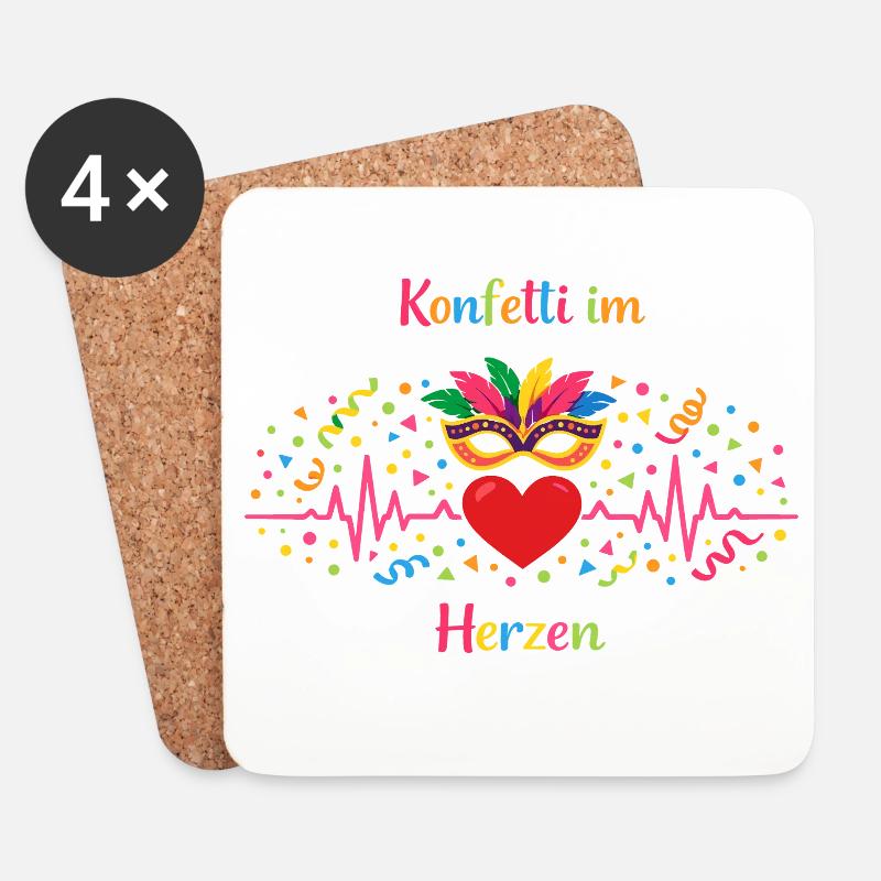 Konfetti Karneval Kostüm Fasching Fastnacht Lustig - Untersetzer (4er-Set) - Weiß
