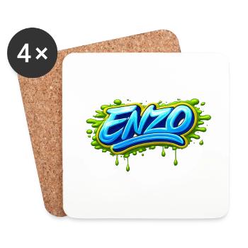 GRAFFITI-NAME ENZO FÜR PERFEKTES GESCHENK DRUCKBAR - Untersetzer (4er-Set) - Weiß - Vorne