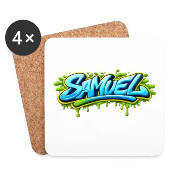 GRAFFITI-NAME SAMUEL FÜR PERFEKTES GESCHENK DRUCKBAR - Untersetzer (4er-Set) - Weiß - Vorne
