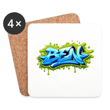 Graffiti BEN Name Gift Ideal Printable on t- - Coasters (set of 4) - white - Front