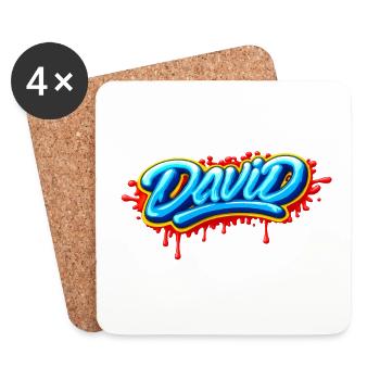 GRAFFITI NAME DAVID FOR PERFECT GIFT PRINTABLE - Coasters (set of 4) - white - Front