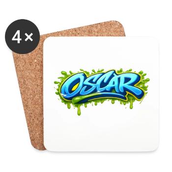GRAFFITI NAME OSCAR FOR PERFECT GIFT PRINTABLE on - Coasters (set of 4) - white - Front