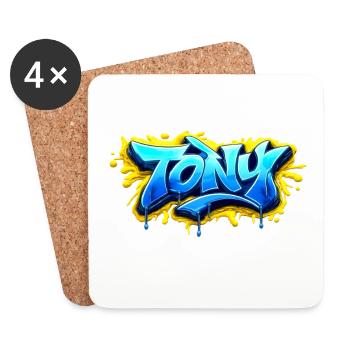 GRAFFITI-NAME TONY FÜR PERFEKTES GESCHENK DRUCKBAR - Untersetzer (4er-Set) - Weiß - Vorne