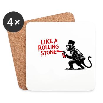 Comme un singe de Rolling Stone - Dessous de verre (lot de 4) - blanc - Devant